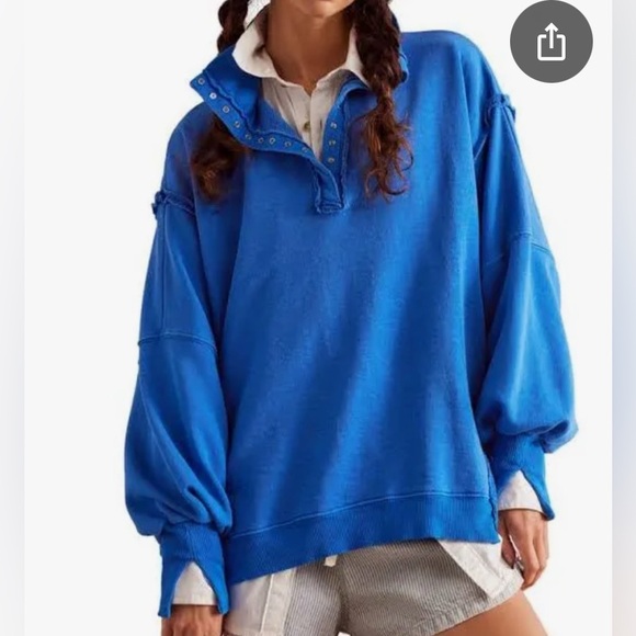 Free People We The Free Camden Henley Sweatshirt. NWT. Lake Victoria - Picture 2 of 6